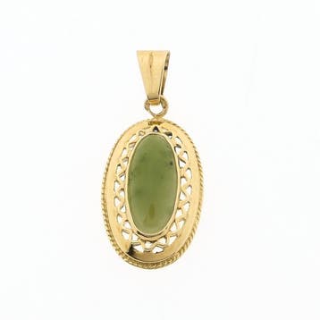 Gouden hanger met Jade (Hanger of bedel), Ophalen of Verzenden, Gebruikt, Goud, Overige merken