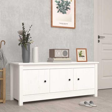 vidaXL Schoenenkast 110x38x45,5 cm massief grenenhout wit, Verzenden, Nieuw