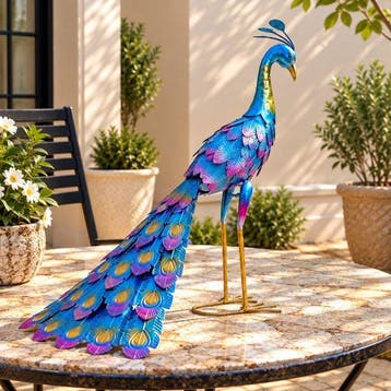 Beeldje - Decorative peacock figurine - Metaal, Antiek en Kunst