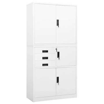 vidaXL Kantoorkast 90x40x180 cm staal wit, Verzenden, Nieuw