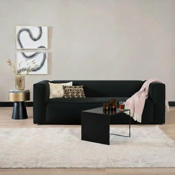50% Korting: Velvet bank 3-zits Memphis zwart, Ophalen, Zo goed als nieuw, Velvet chique, Modern