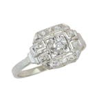 Ring - 18 karaat Witgoud, Platina - Diamant - Vintage Art, Sieraden, Tassen en Uiterlijk, Ringen, Nieuw