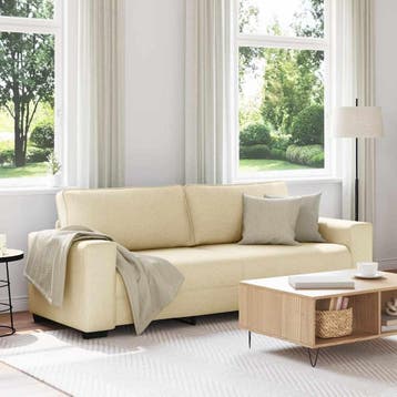 vidaXL 3-zitsbank crème 220x77x82 cm stof, Verzenden, Nieuw, Driepersoons, Stof