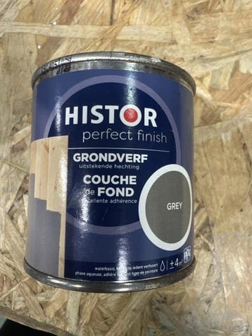 Histor grondverf grijs - 0,25 liter, Nieuw, Ophalen of Verzenden, Verf, Grijs