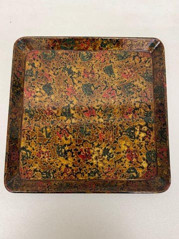 Japanse vintage dienblad Obon-lakwerk Tsugaru Karanuri