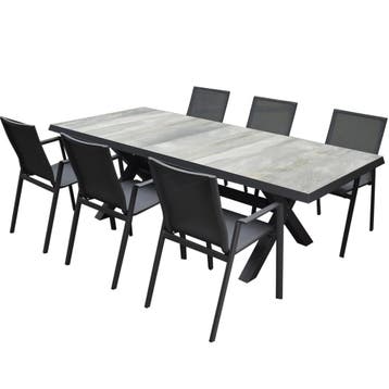 New Valley New Delhi dining tuinset 224x103x74,5 cm 7 delig, Ophalen of Verzenden, Nieuw