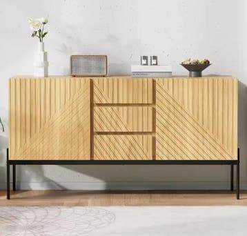 Modern Dressoir 140 cm – 2 Deuren en 3 Lades, Huis en Inrichting, Kasten | Buffetkasten, Verzenden, Nieuw