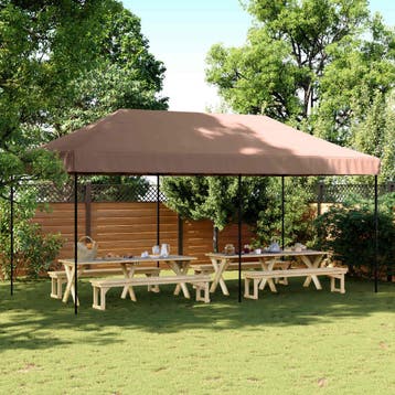 vidaXL Partytent 292 x 580 x 315 cm Bruin Oxford Stof, Verzenden, Nieuw, Partytent