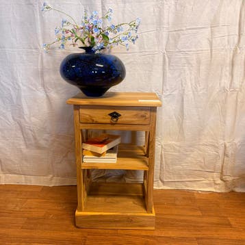 Nachtkastje - teakhout - handgemaakt - 1 lade - TTM Wonen, Minder dan 45 cm, Nieuw, Hout, 55 tot 70 cm