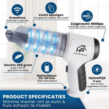 2dekans | HomeShift® Auto Stofzuiger Draadloos V2 -, Witgoed en Apparatuur, Ophalen of Verzenden, Zo goed als nieuw