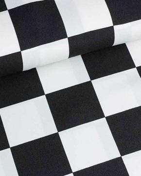Polyester Texturé Zwart/Wit Geblokt, Nieuw, Zwart