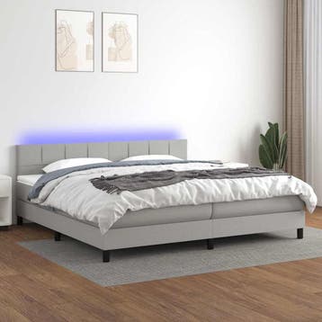 vidaXL Boxspring met matras en LED stof lichtgrijs 200x200, Verzenden, Overige maten, 200 cm, Nieuw