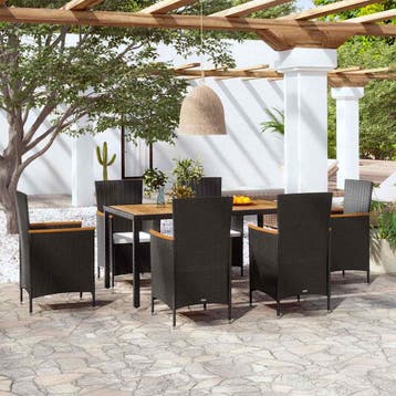 vidaXL 7-delige Tuinset met kussens poly rattan, Verzenden, Nieuw, 6 zitplaatsen, Tuinset