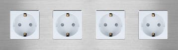 WANDCONTACTDOOS | ALUMINIUM | ZILVER | VIERVOUDIG, Doe-het-zelf en Verbouw, Ophalen of Verzenden, Nieuw