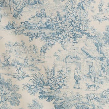 AA015 - Prachtig Toile de Jouy Azzurro - Meubelstof - 300 cm