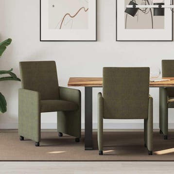 vidaXL Eetkamerstoelen met Wieltjes 2 st Faux suede leer, Huis en Inrichting, Stoelen, Verzenden, Nieuw