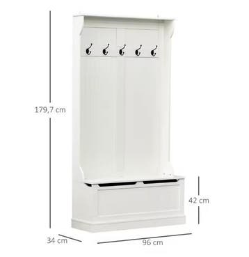 Kapstok met Bank – 3-in-1 Halmeubel met Opbergruimte en 5 Ha, Verzenden, Nieuw