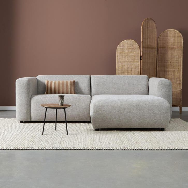 *WOONWINKEL* Kleine Bank Met Chaise Longue Rechts Grijsmix, Huis en Inrichting, Banken | Bankstellen, Nieuw, Verzenden