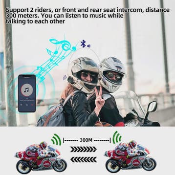 Motorhelm Intercom Systeem - Bluetooth 5.3 Headset voor 2 Mo, Verzenden, Nieuw
