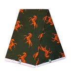 VLISCO stof Hollandais Afrikaanse Wax print - Groen / Oranje, Ophalen of Verzenden, Nieuw