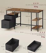 Bureau 60×140×76 cm met 3 Planken en 2 Lades – Industrieel, Verzenden, Nieuw