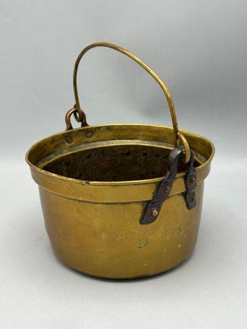 Antieke messing emmer met koperen details – 19e eeuw -, Antiek en Kunst