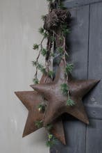 Metalen roestige ster aan touw 27 cm, Ophalen of Verzenden, Nieuw