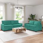 vidaXL Bankstel 2 pcs Turquoise Fluweel, Huis en Inrichting, Verzenden, Nieuw, Stof, Minder dan 150 cm