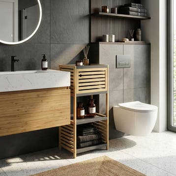 Badkamerrek Kydesby bamboe 83x39x30 cm naturel en grijs [en., Verzenden, Nieuw