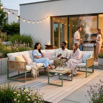 Loungeset Karg tuinset met kussens groen en beige casa.pro, Verzenden, Nieuw