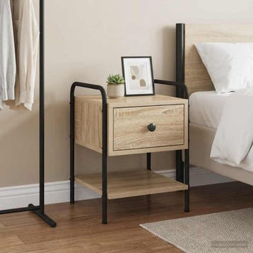 vidaXL Nachtkastje Sonoma Eiken Bewerkt hout, Minder dan 45 cm, Verzenden, Nieuw, Minder dan 55 cm
