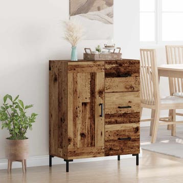 vidaXL Dressoir met lade Oud hout 69.5 x 34 x 90 cm Bewerkt, Verzenden, Nieuw, Overige houtsoorten, Minder dan 50 cm