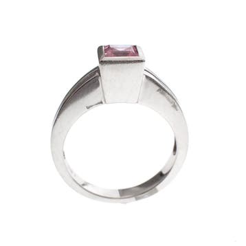 Witgouden damesring met kunziet, Sieraden, Tassen en Uiterlijk, Ringen, 18 tot 19, Gebruikt, Ophalen of Verzenden, Met edelsteen