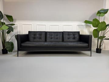 B&B Italia AC Lounge Citterio Sofa Zwart Leer 2x, Driepersoons, Leer, Ophalen of Verzenden, Zo goed als nieuw