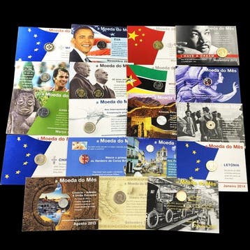Wereld. Collection of 19 Commemorative Coin Cards - A Moeda