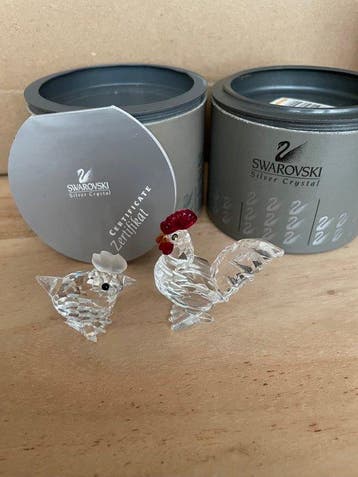 Swarovski - Beeldje - Set Kip en Haan - Boxed (2) - Kristal