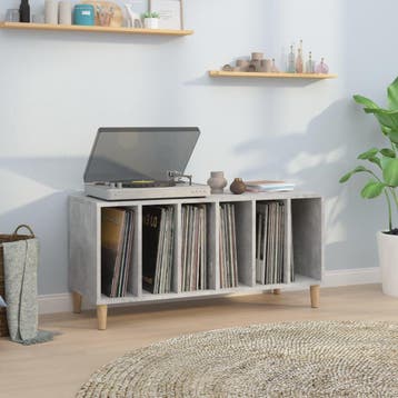 vidaXL Platenkast 100x38x48 cm bewerkt hout betongrijs, Verzenden, Nieuw