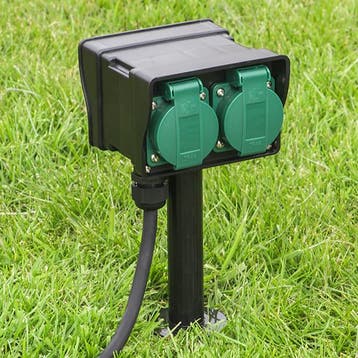 Tuincontactdoos | Perel | 2-voudig (Timer, Grondpen), Verzenden, Nieuw