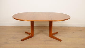 Vintage ronde eettafel | uitschuifbaar | teak | 121- 173 cm, Huis en Inrichting, Tafels | Eettafels, Ophalen of Verzenden, Nieuw