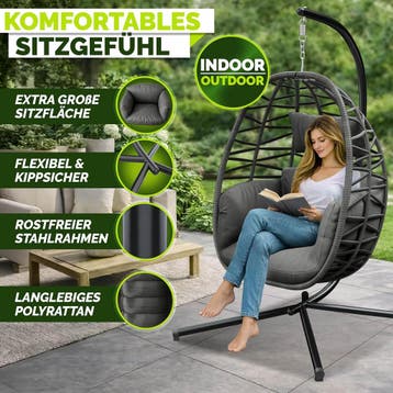 Egg Hangstoel - Hangstoel met standaard - Binnen en buiten -, Verzenden, Zo goed als nieuw