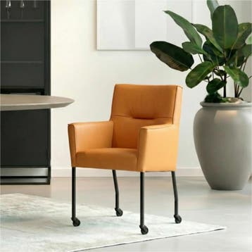 Set van 10 Leren eetkamerstoelen Lucky - Toledo Sabbia, Ophalen of Verzenden, Nieuw, Leer