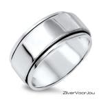 925 zilveren brede gladde spinner ring – 10 mm, Verzenden, Nieuw, Zilver