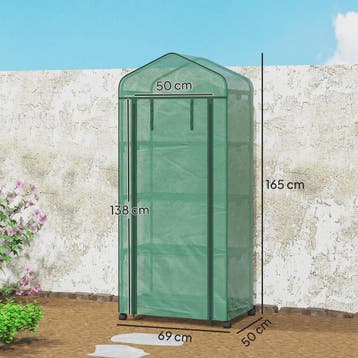 Outsunny Mini Kas met Wielen en 4 Planken - Compacte Film Ka, Tuin en Terras, Kassen, Verzenden, Nieuw