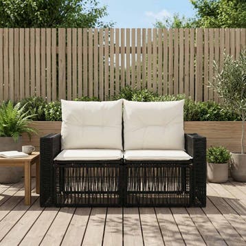 vidaXL Tuinbank 2-Aantal zitplaatsen Zwart poly rattan, Verzenden, Nieuw, Rotan