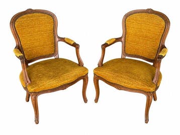 Fauteuil (2) - Hout, Textiel - Luigi XV-fauteuils