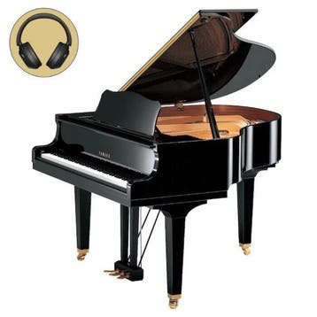 Yamaha GB1 K SC3 PE messing silent vleugel (zwart hoogglans), Nieuw, Zwart, Vleugel