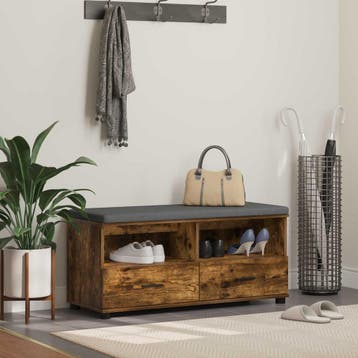vidaXL Halbank Gerookte Eik 100 x 38 x 46 cm, Verzenden, Nieuw