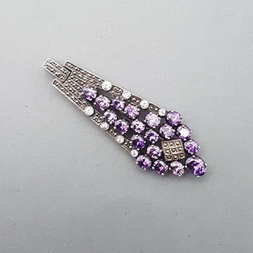Zilver, Grote Art Deco - Broche - + Markasieten.