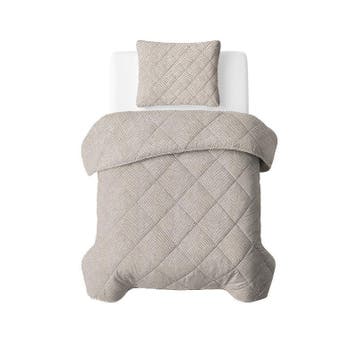 Lazy all-in-one dekbed stripes - taupe - 1-persoons | 140 x, Huis en Inrichting, Slaapkamer | Beddengoed, Verzenden, Nieuw