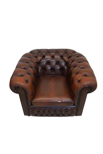 Set van 2 Chesterfield clubfauteuils – cognac/bruin leren ar, Ophalen of Verzenden, Nieuw